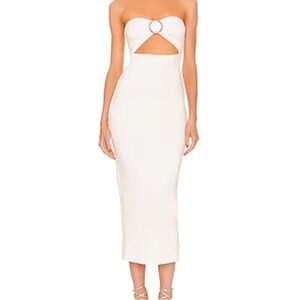 Michael Costello x REVOLVE White Strapless Midi Dress
